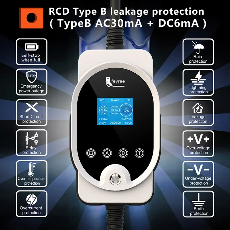 Feyree 22KW Type2 Cable EVSE W - Ev Charging Cable recension och pris