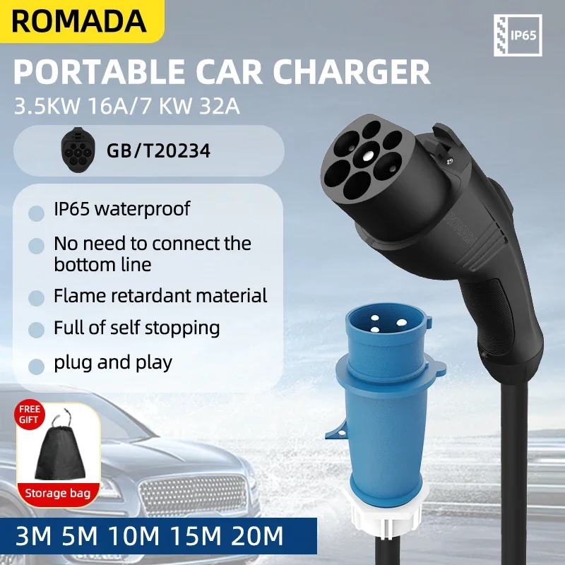 7KW 32A Electric Vehicle EV Po - Ev Charger Adapter recension och pris