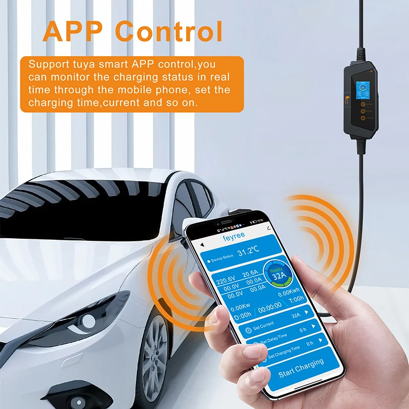 Feyree Portable EV Charger wit - Portable Ev Charger recension och pris